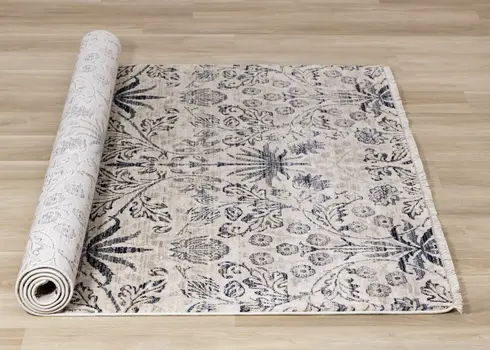 8' X 10' Cream And Blue Abstract Area Rug