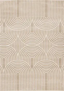 8' X 11' Beige And Cream Geometric Area Rug