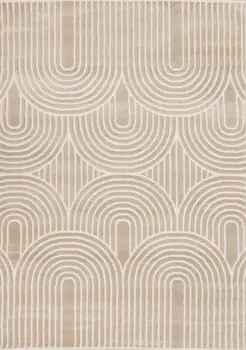 8' X 11' Beige And Cream Geometric Area Rug