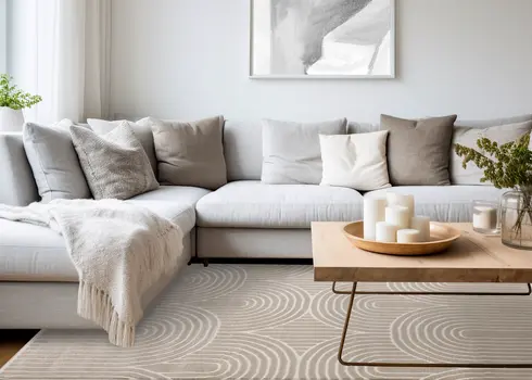 8' X 11' Beige And Cream Geometric Area Rug