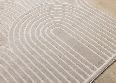 8' X 11' Beige And Cream Geometric Area Rug