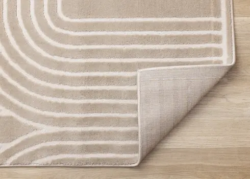 8' X 11' Beige And Cream Geometric Area Rug