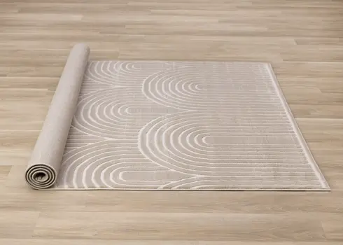 8' X 11' Beige And Cream Geometric Area Rug