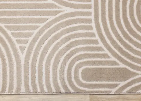 8' X 11' Beige And Cream Geometric Area Rug