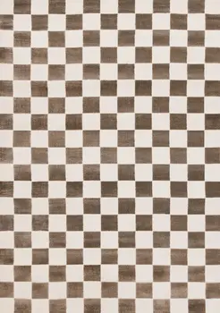 8' X 11' Brown And White Geometric Area Rug
