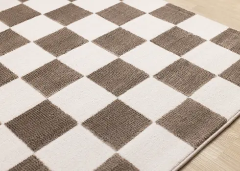 8' X 11' Brown And White Geometric Area Rug