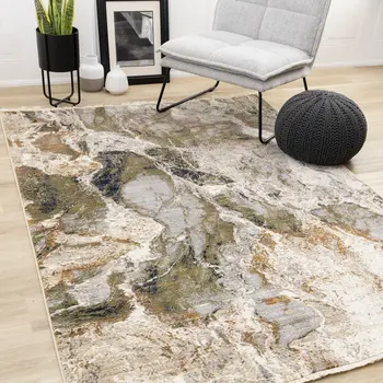 8' X 10' Cream And Blue Area Rug