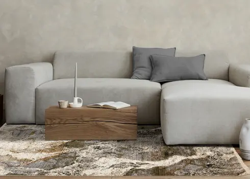 8' X 10' Cream And Blue Area Rug