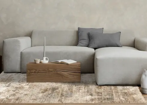 5' X 8' Cream And Blue Area Rug