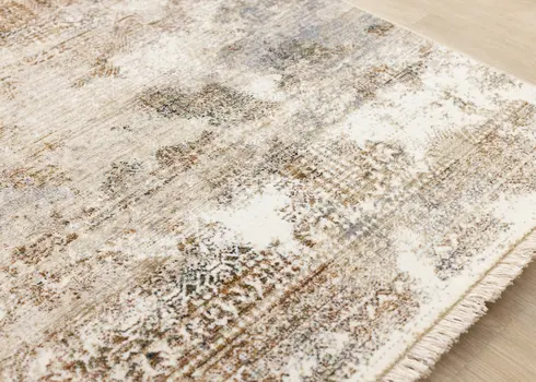 5' X 8' Cream And Blue Area Rug