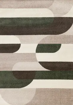 5' X 8' Cream And Green Geometric Area Rug