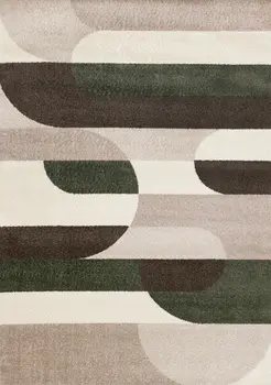 8' X 11' Cream And Green Geometric Area Rug