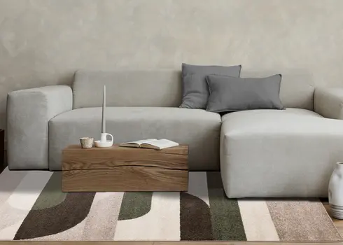 8' X 11' Cream And Green Geometric Area Rug