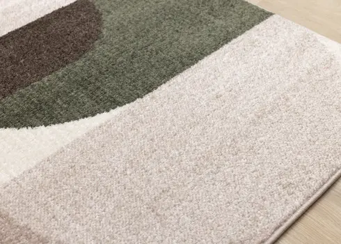 8' X 11' Cream And Green Geometric Area Rug