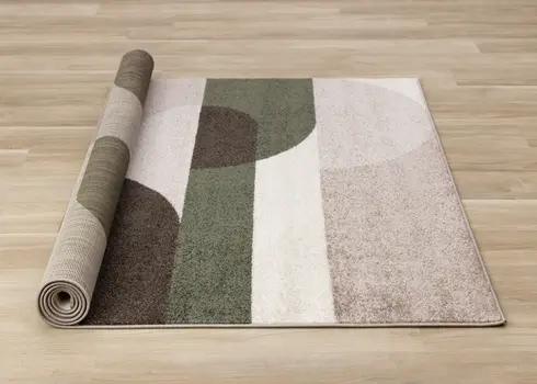 8' X 11' Cream And Green Geometric Area Rug