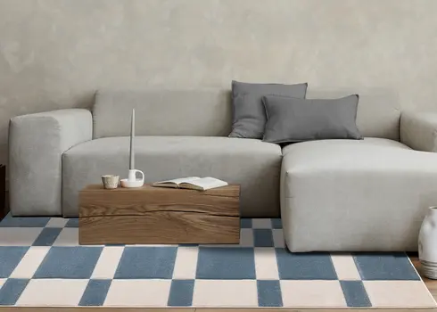 5' X 8' Blue And White Geometric Area Rug