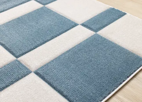 5' X 8' Blue And White Geometric Area Rug