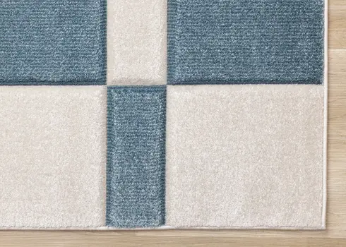 5' X 8' Blue And White Geometric Area Rug