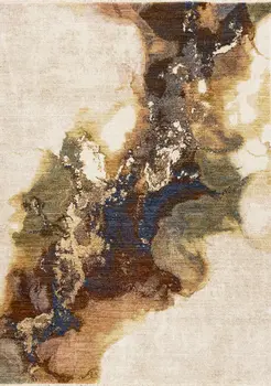 8' X 10' Beige And Blue Abstract Area Rug