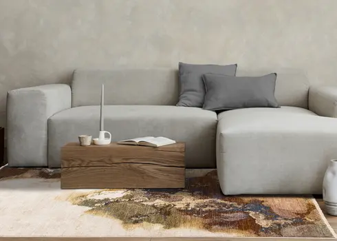 8' X 10' Beige And Blue Abstract Area Rug