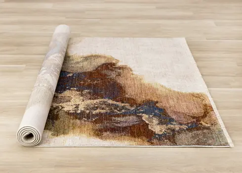 8' X 10' Beige And Blue Abstract Area Rug