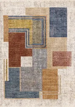 8' X 10' White And Blue Area Rug