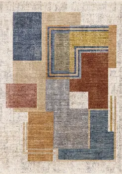 8' X 10' White And Blue Area Rug