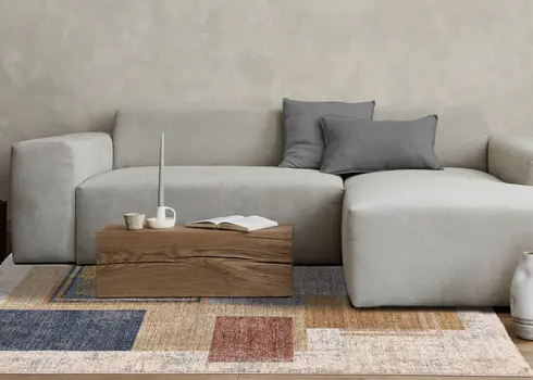 8' X 10' White And Blue Area Rug