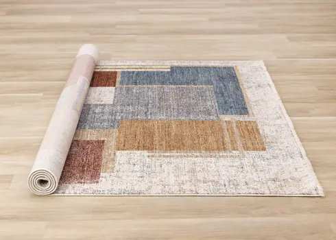 8' X 10' White And Blue Area Rug