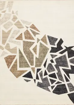 8' X 10' Cream And Black Area Rug