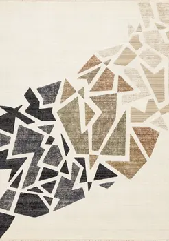8' X 10' Cream And Black Area Rug