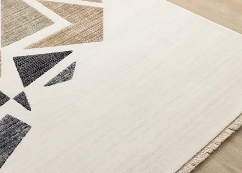 8' X 10' Cream And Black Area Rug