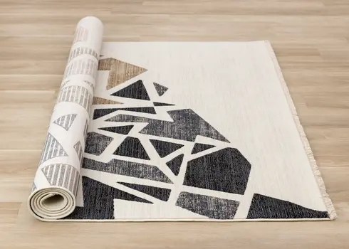 8' X 10' Cream And Black Area Rug