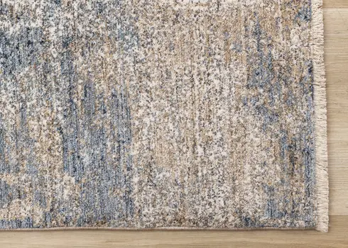 5' X 8' Beige And Blue Area Rug