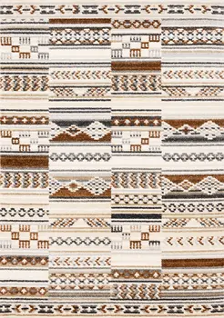 8' X 11' Cream And Black Tribal Area Rug