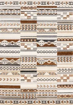 8' X 11' Cream And Black Tribal Area Rug