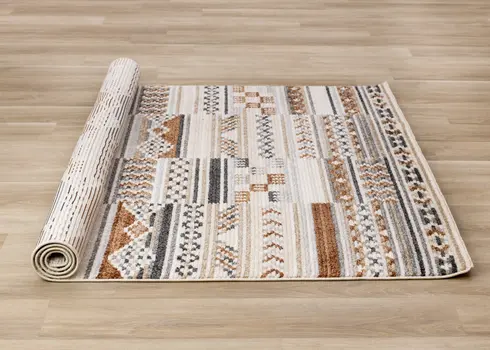 8' X 11' Cream And Black Tribal Area Rug