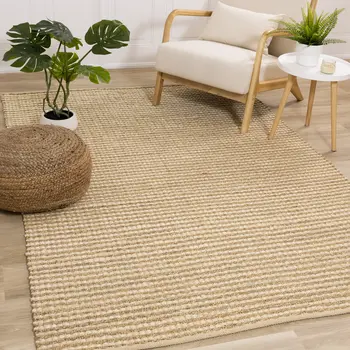 8' X 11' Beige Hand Woven Area Rug