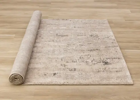 5' X 8' Beige And Black Area Rug