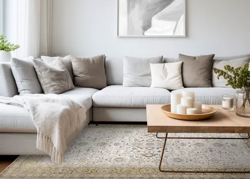 5' X 8' Cream And Black Area Rug
