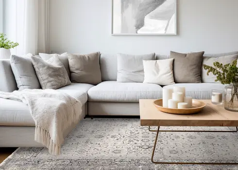8' X 11' Cream And Blue Area Rug