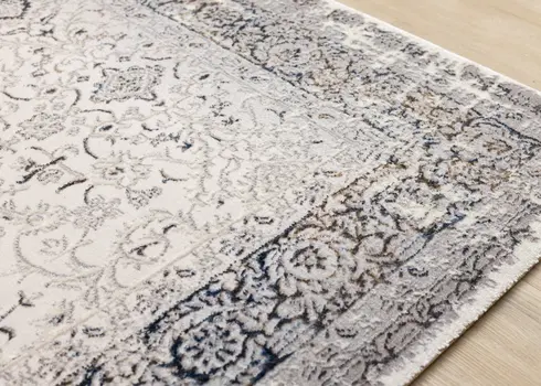 8' X 11' Cream And Blue Area Rug