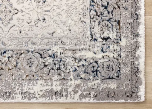 8' X 11' Cream And Blue Area Rug