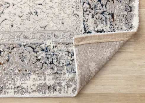 8' X 11' Cream And Blue Area Rug