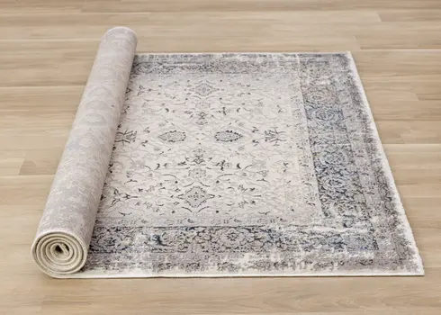 8' X 11' Cream And Blue Area Rug