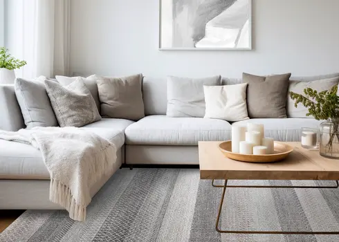 5' X 8' Gray And Taupe Geometric Area Rug