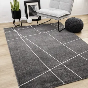 8' X 11' Gray And White Geometric Area Rug