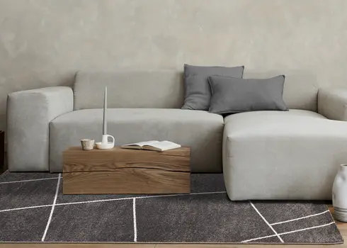 8' X 11' Gray And White Geometric Area Rug