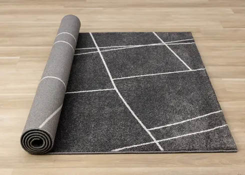 8' X 11' Gray And White Geometric Area Rug