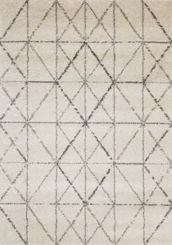 5' X 8' Cream And Gray Tribal Area Rug